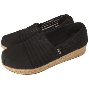 Skechers Bobs Espadrille Highlights 2.0 Homestretch Slip On Womens Shoe Black 9